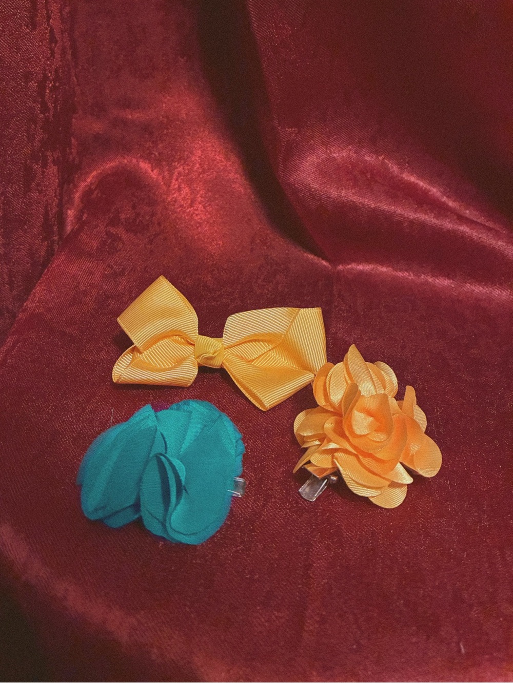 Yellow & Teal Hair Clip Set